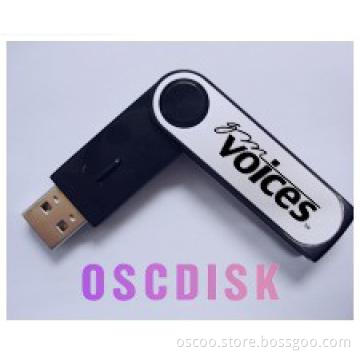 Black usb drive in custom logo
